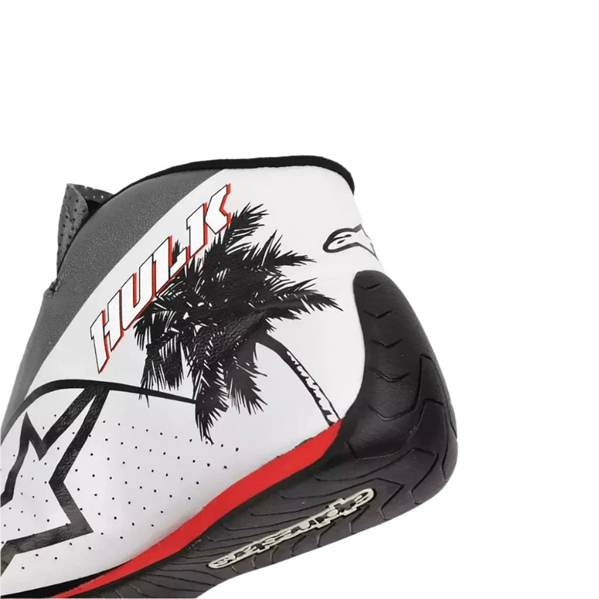 grey and white fan footwear from the 2023 Miami Grand Prix, with printed colour panels along the sides. Comfortable fan shoes for supporters, karters and collectors.
