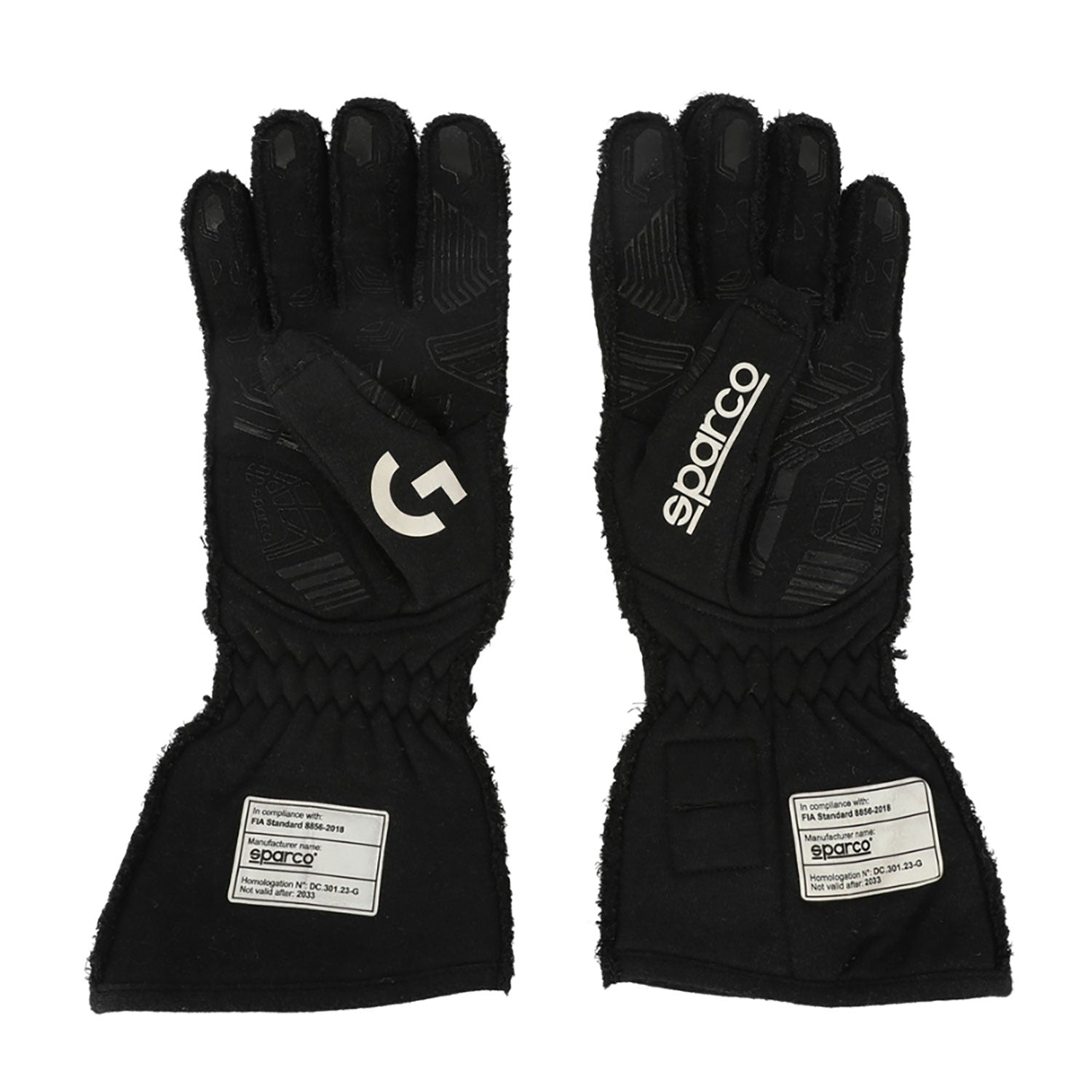 Black Lando Norris 2023 McLaren F1 Race Gloves Replica shown side-on, highlighting the wrist strap and grip texture for grand prix use
