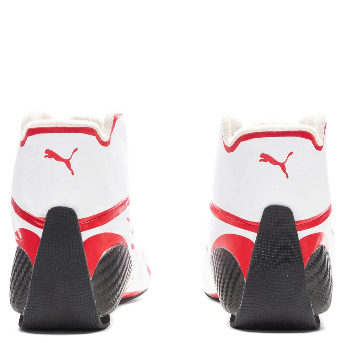 Charles Leclerc printed race attire footwear, with neat stitching and a sleek racing shape. A neat match for a printed race suit or fan attire.
