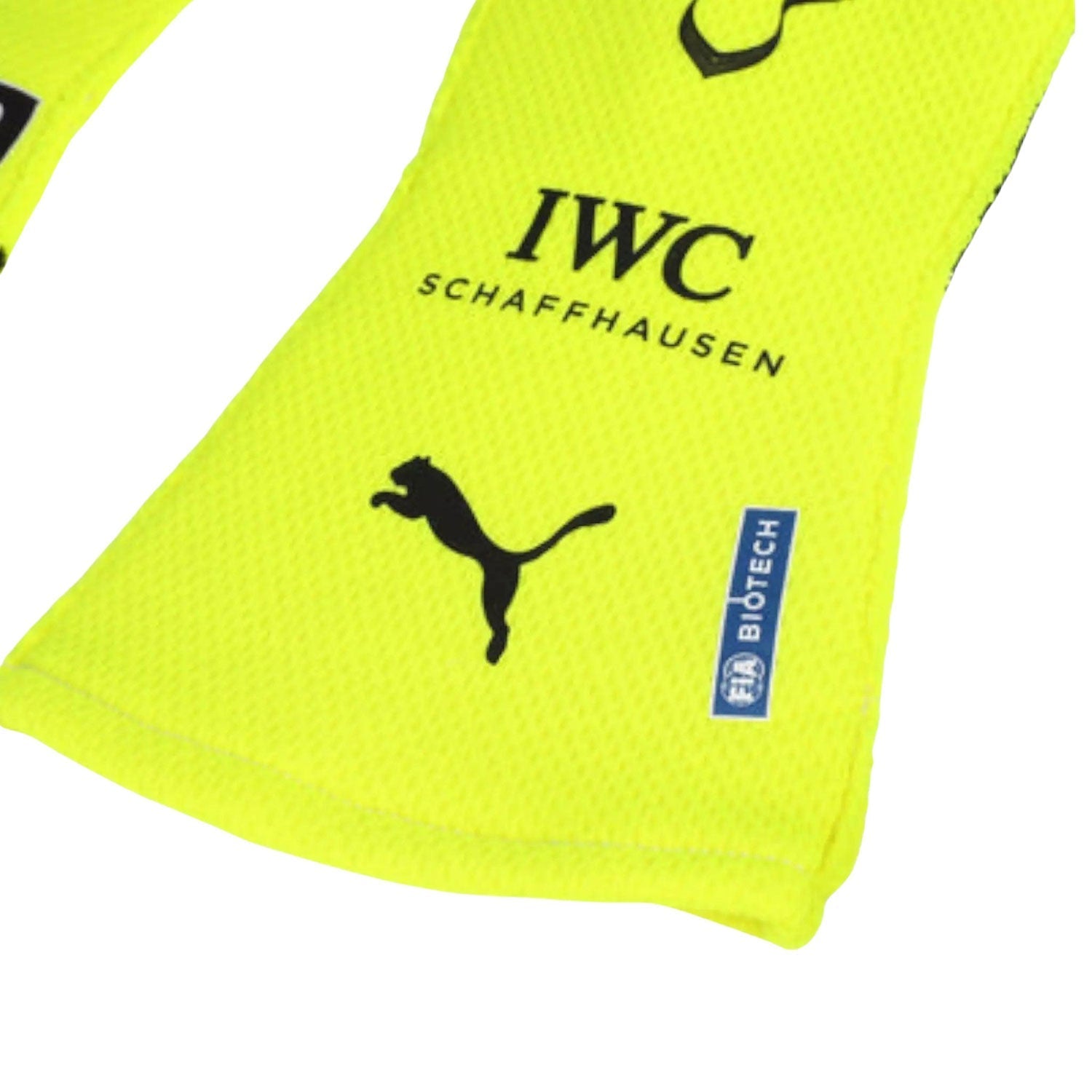 Yellow Lewis Hamilton 2023 Mercedes F1 Race Gloves Replica shown side-on, highlighting the wrist strap and grip texture for grand prix use