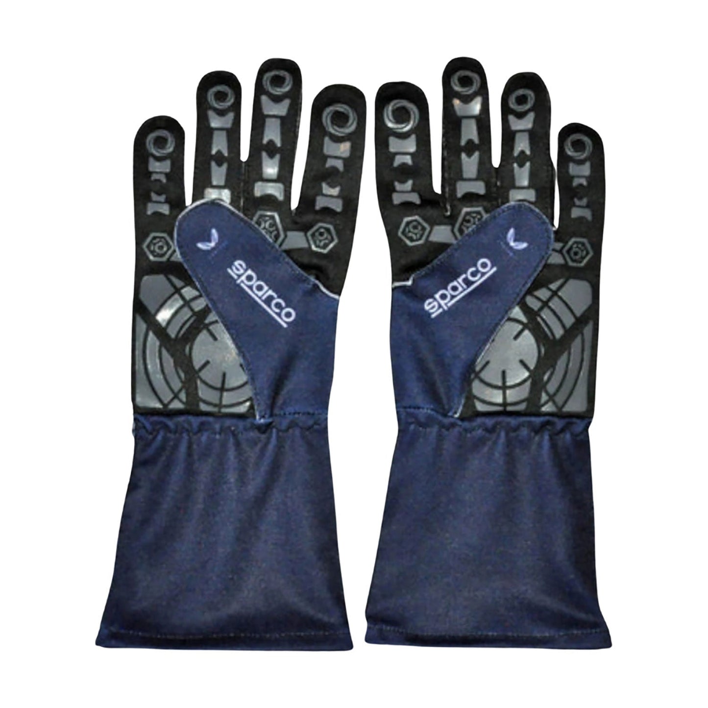 Blue Max Verstappen 2023 Red Bull F1 Race Gloves Replica shown side-on, highlighting the wrist strap and grip texture for grand prix use