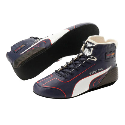 2023 Max Verstappen Racing Shoes Replica in navy blue, showing the laced front and padded collar. A sporty finish for a cosplay outfit or a circuit visit.