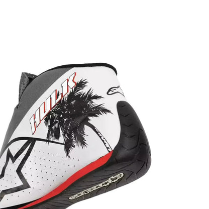 Nico Hulkenberg printed race attire footwear, showing the laced front and padded collar. Comfortable fan shoes for supporters, karters and collectors.