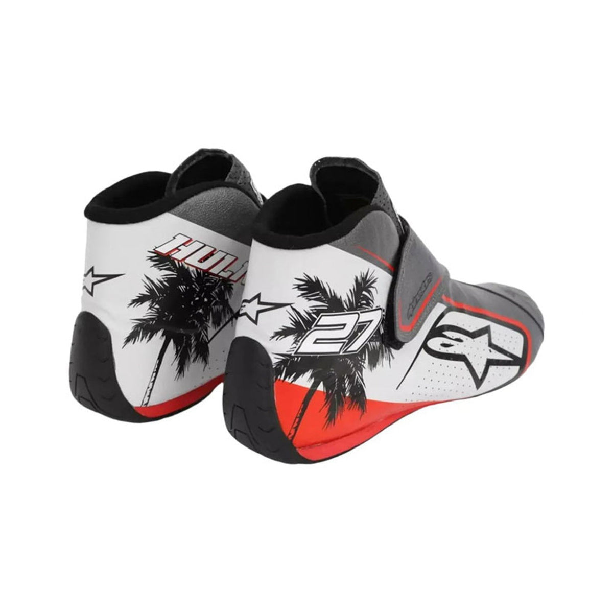 grey and white fan footwear from the 2023 Miami Grand Prix, with printed colour panels along the sides. Everyday racing attire for fans who never switch off.