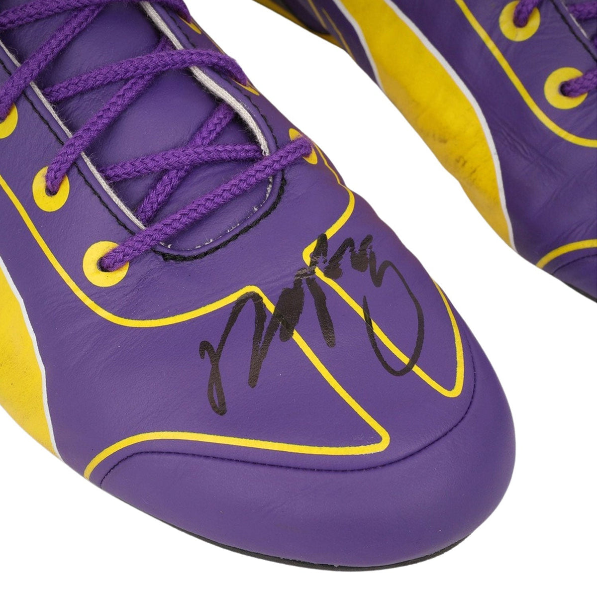 blue and yellow racing shoes for Zhou Guanyu supporters, showing the heel detail and soft lining. Everyday racing attire for fans who never switch off.