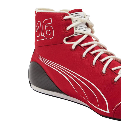 Charles Leclerc 2025 season fan shoes, highlighting the moulded sole and low profile. Race day attire footwear that matches any racing jumpsuit.