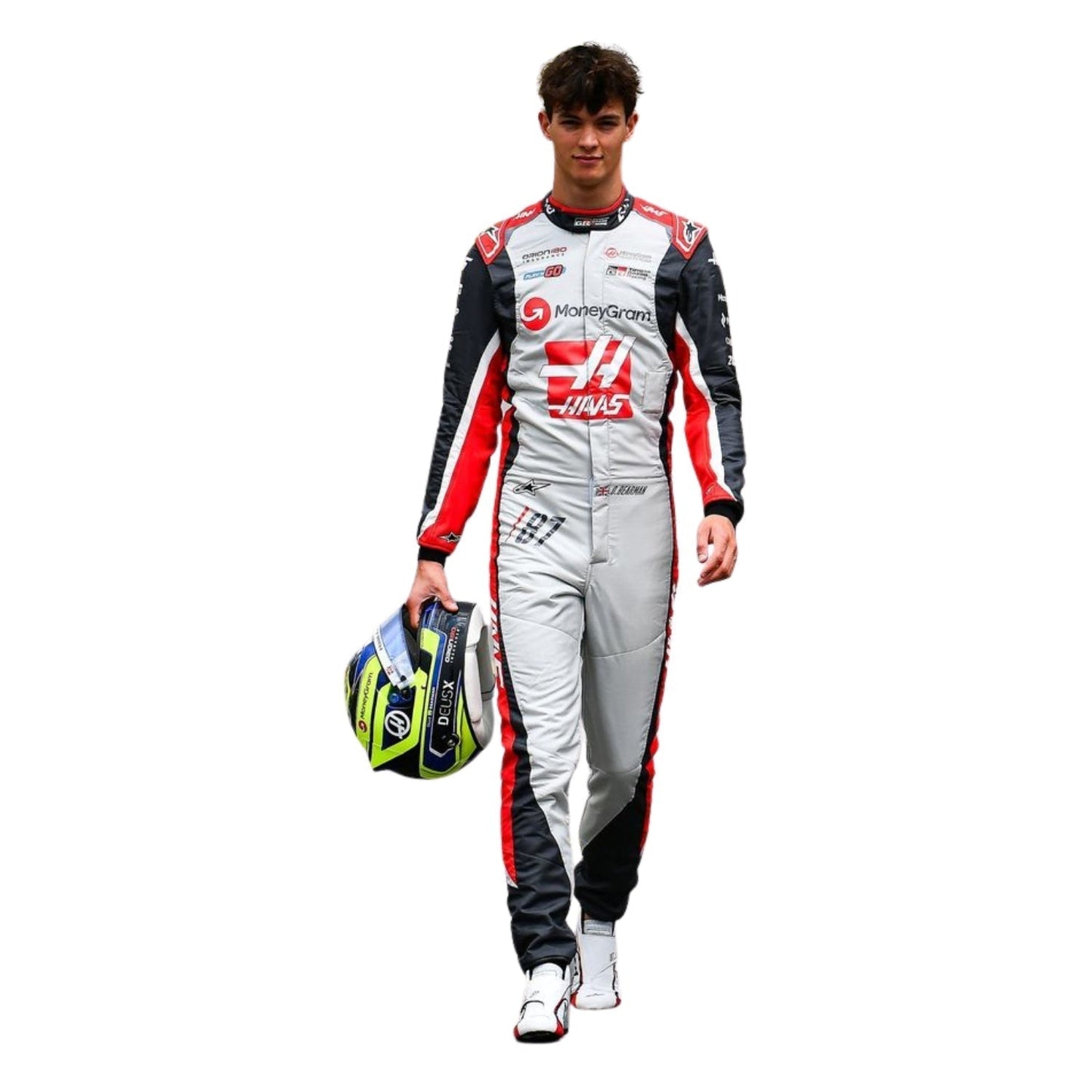Oliver Bearman F1 Race Haas 200th race look Canadian GP Grand Prix Suit Front View