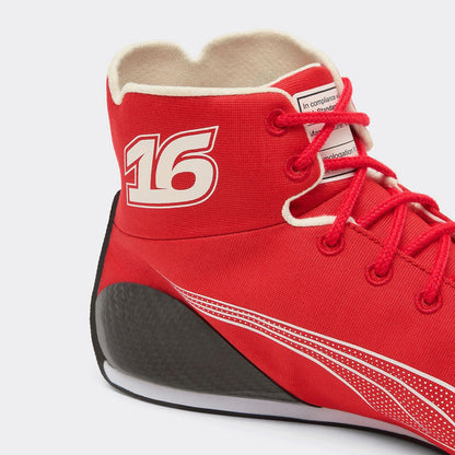 Charles Leclerc printed race attire footwear, with logo-style graphics across the upper. Comfortable fan shoes for supporters, karters and collectors.