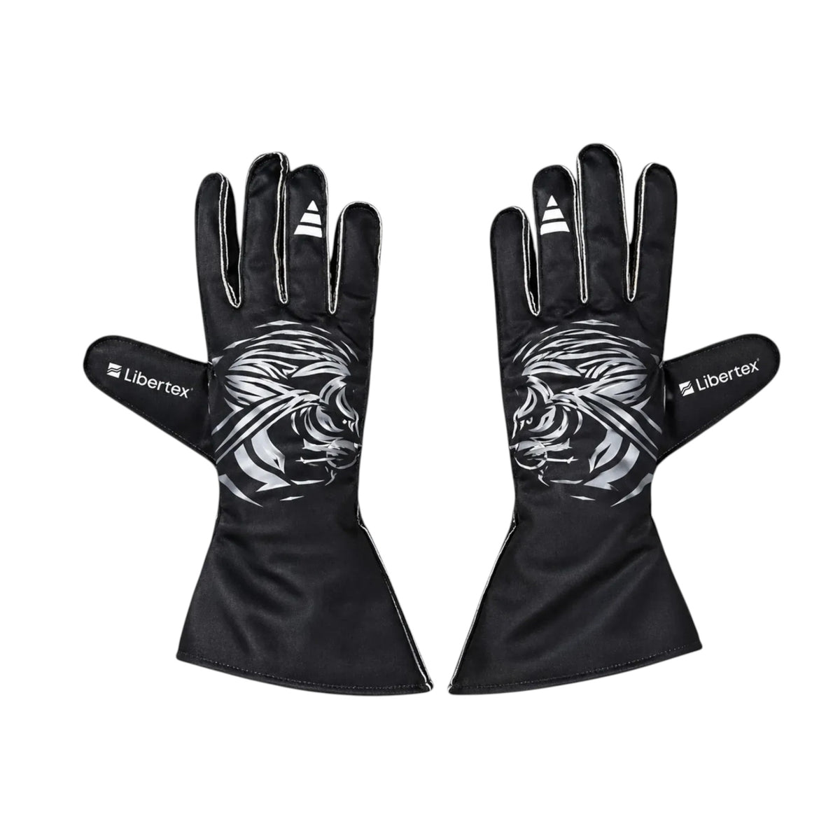 Red Audi 2026 F1 Race Gloves Replica laid flat, front view, showing the full racing design and replica stitching