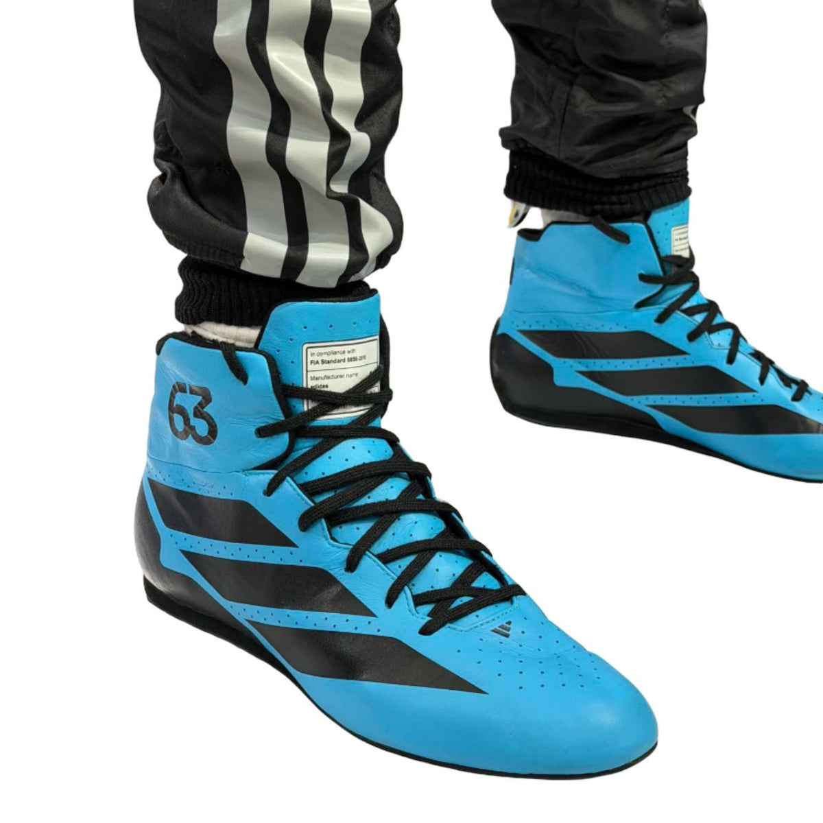 2026 George Russell Racing Shoes Replica in blue, with printed colour panels along the sides. A neat match for a printed race suit or fan attire.