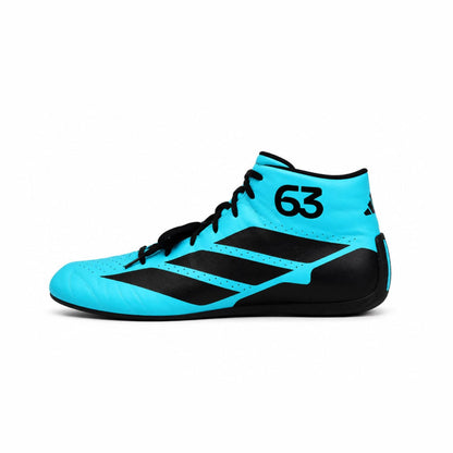 George Russell printed race attire footwear, highlighting the moulded sole and low profile. Race day attire footwear that matches any racing jumpsuit.