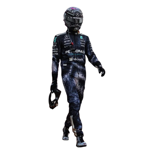 George Russell 2026 F1 Race Suit Mercedes Japanese GP with helmet Front View