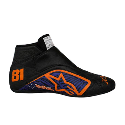 Oscar Piastri printed race attire footwear, highlighting the moulded sole and low profile. Comfortable fan shoes for supporters, karters and collectors.