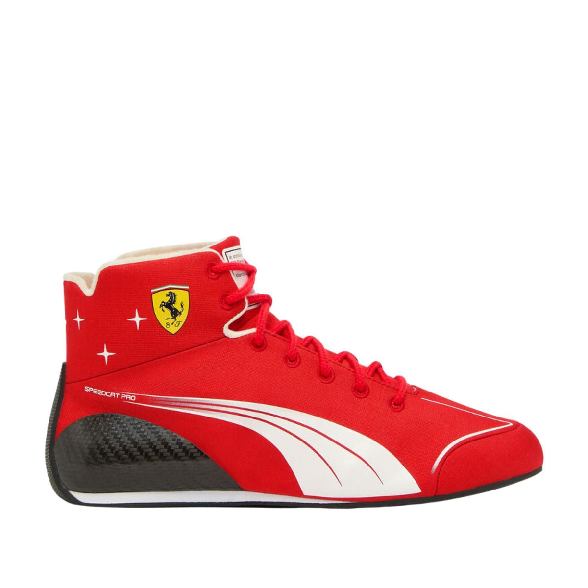 Lewis Hamilton and Charles Leclerc printed race attire footwear, showing the grippy tread and light build. Everyday racing attire for fans who never switch off.