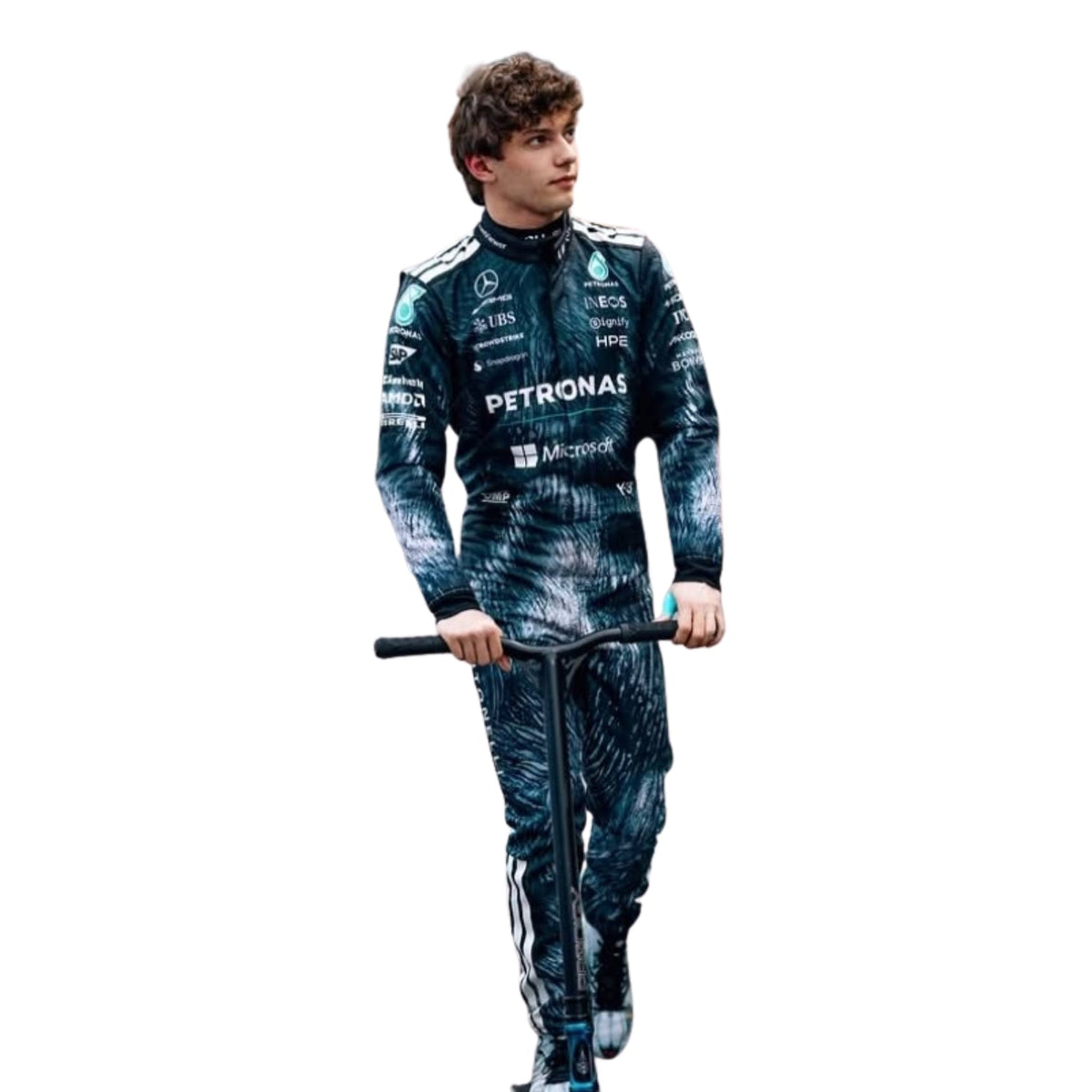 Andrea Kimi Antonelli 2026 F1 Race Costume Replica Mercedes Japanese GP with visible branding on a white background