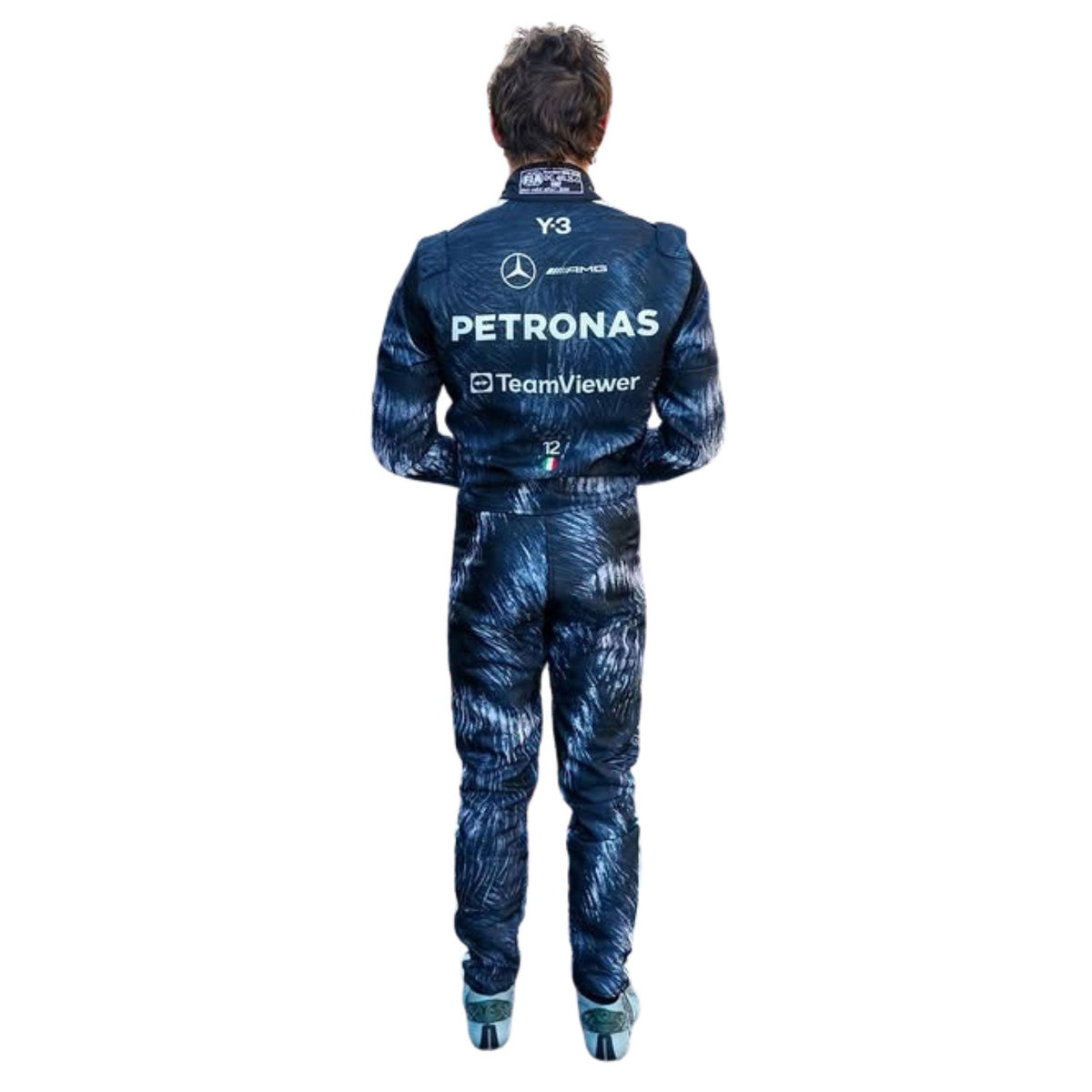 Andrea Kimi Antonelli 2026 F1 Race Costume Replica Mercedes Japanese GP with various sponsor logos on a white background