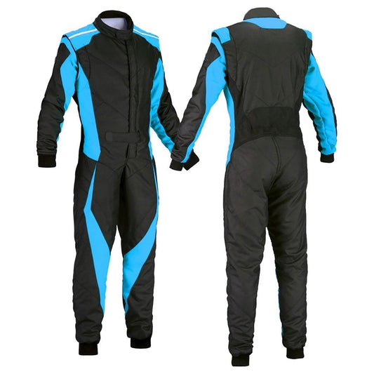 Black and Blue Go-Kart Driver Racing Karting Costume Front View