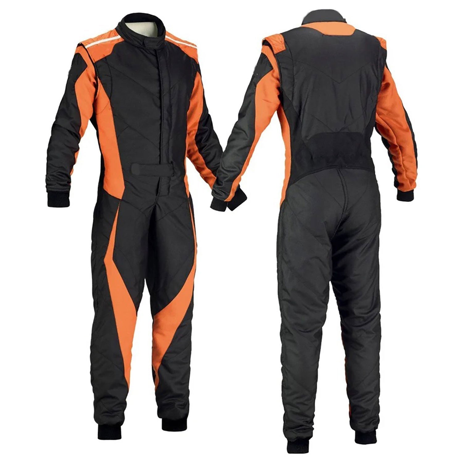 Black and Orange Go-Kart Driver Racing Karting Costume Front View