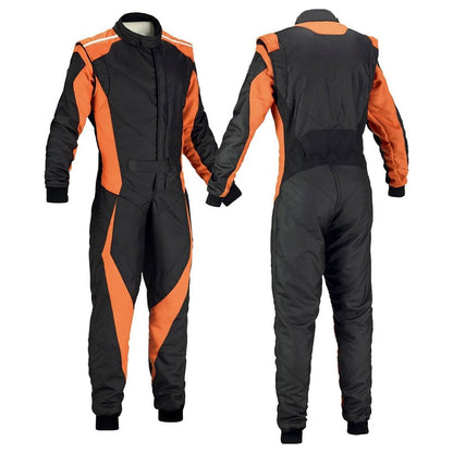 Black and Orange Go-Kart Driver Racing Karting Costume Front View