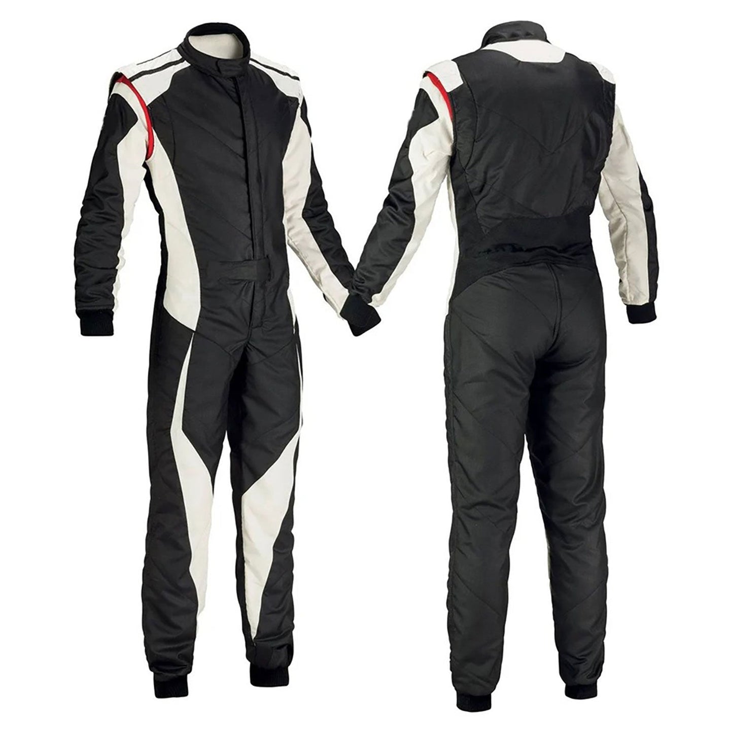 Black and White Go-Kart Driver Racing Karting Costume Front View