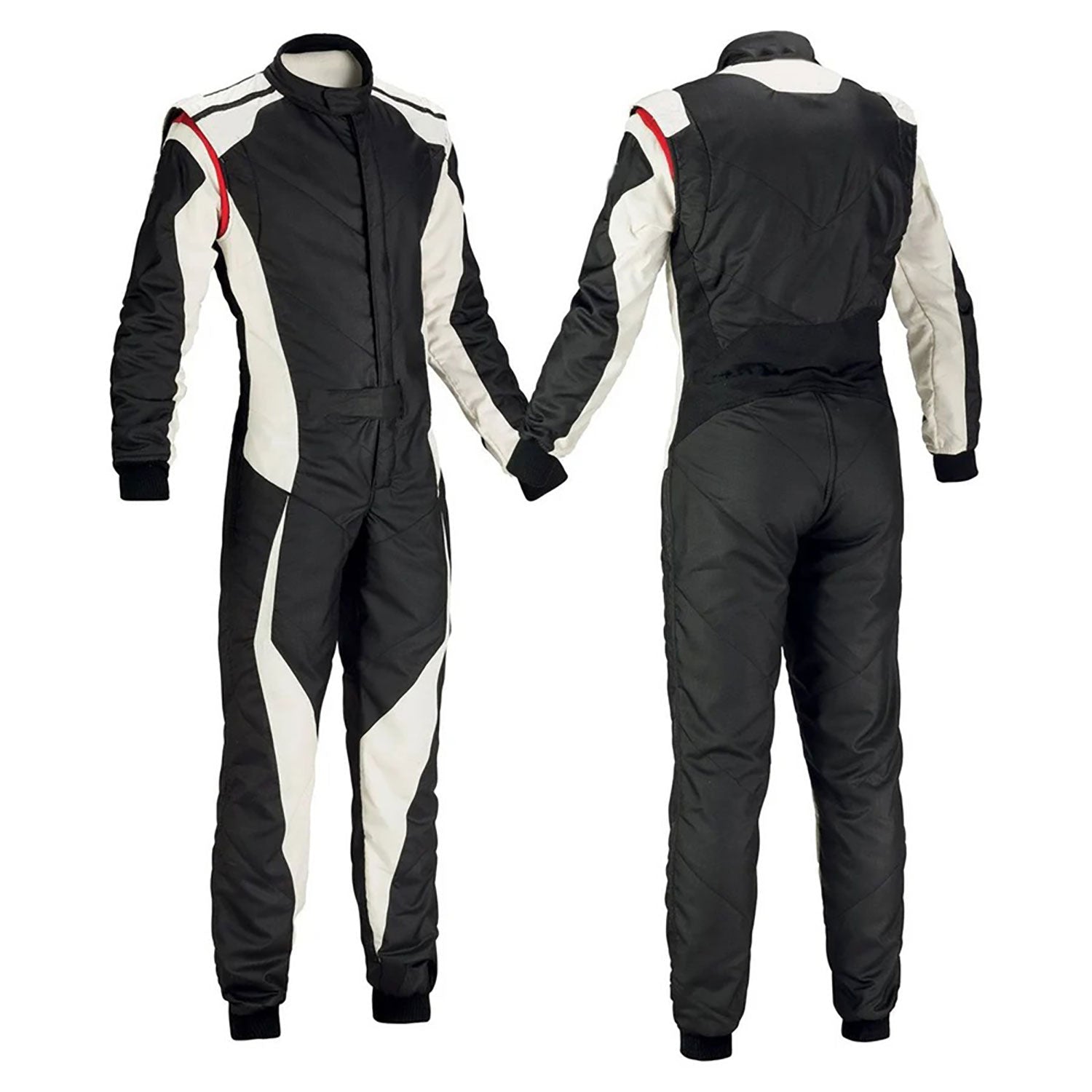 Black and White Go-Kart Driver Racing Karting Costume Front View