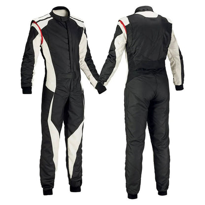 Black and White Go-Kart Driver Racing Karting Costume Front View
