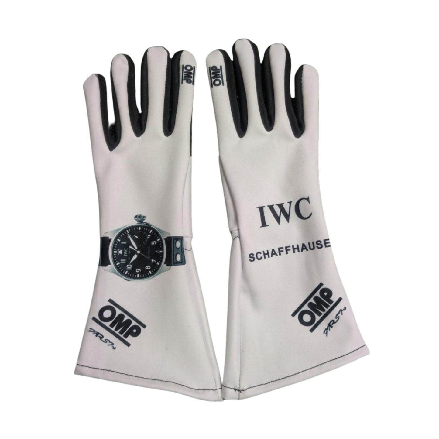 White Brad Pitt 2025 APXGP F1 Replica Race Gloves shown side-on, highlighting the wrist strap and grip texture for grand prix use