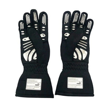 Pair of black Charles Leclerc 2020 Race Gloves F1 Ferrari with white accents Front View