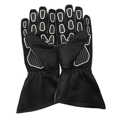 Black Charles Leclerc 2022 Replica Race Gloves F1 Ferrari with white accents Front View