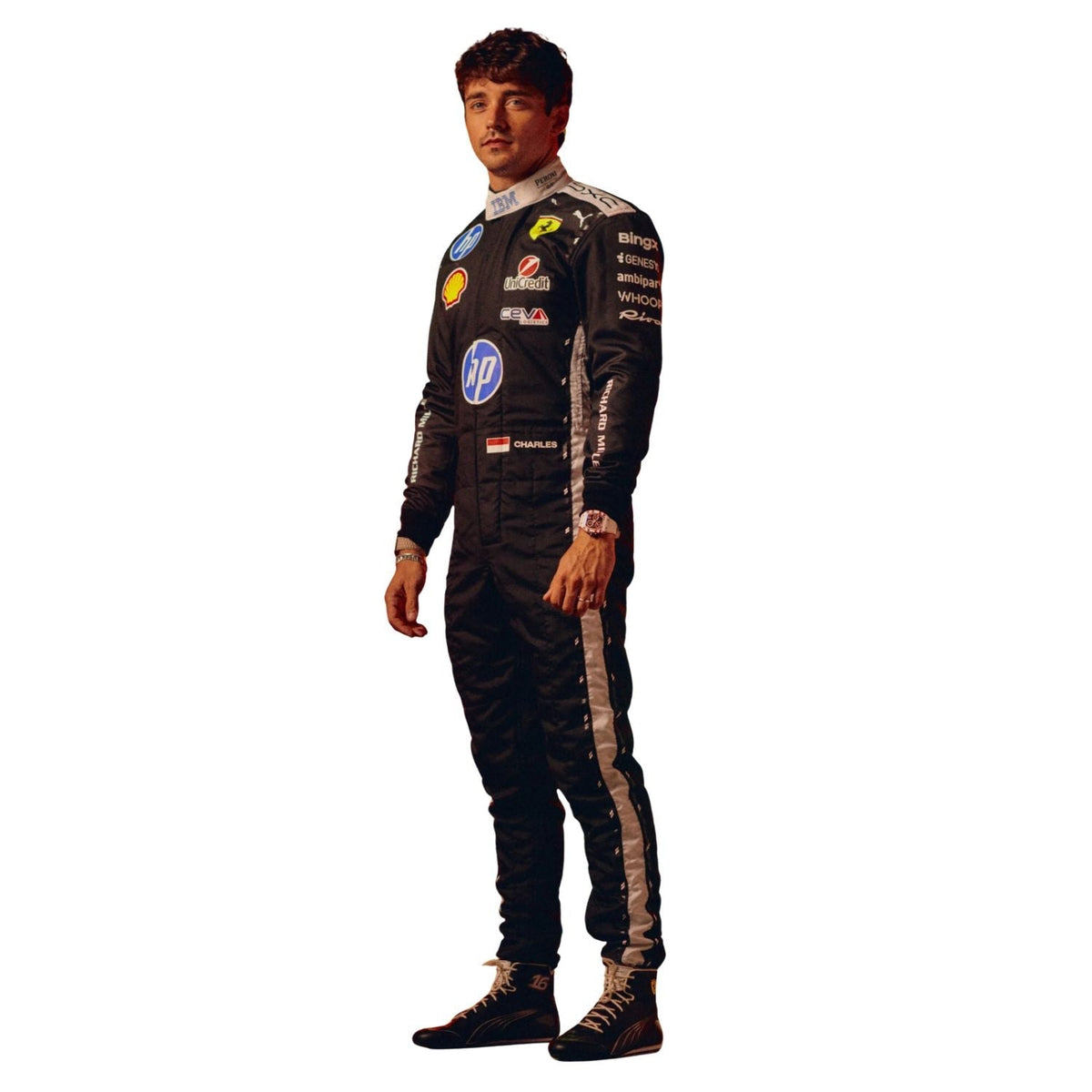 Charles Leclerc F1 Race Ferrari Singapore GP Motorsport Suit Left View
