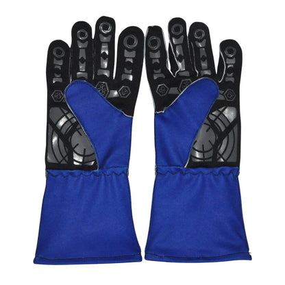 Pair of blue Daniel Ricciardo 2024 Race Gloves Replica F1 Racing Bulls with black and gray accents Front View