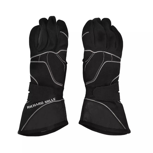 Black Fernando Alonso 2015 Race Gloves F1 McLaren with 'Richard Mille' branding back view