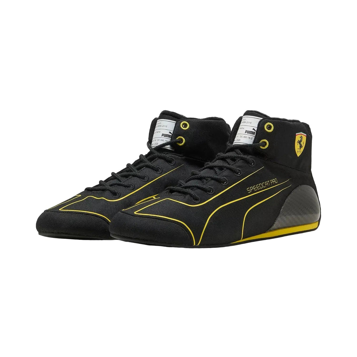 Black and Yellow F1 Racing Shoes Replica in black and yellow, highlighting the moulded sole and low profile. Everyday racing attire for fans who never switch off.