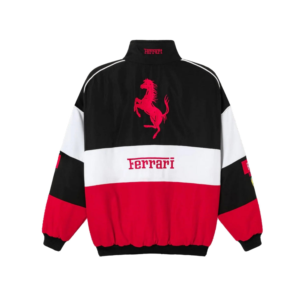 Ferrari heritage motorsport jacket, with contrast panels and a classic bomber shape. Old-school racing style for everyday wear.