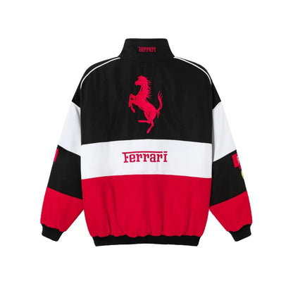 Ferrari heritage motorsport jacket, with contrast panels and a classic bomber shape. Old-school racing style for everyday wear.