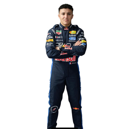 Isack Hadjar F1 Race Red Bull Motorsport Suit Close-Up View