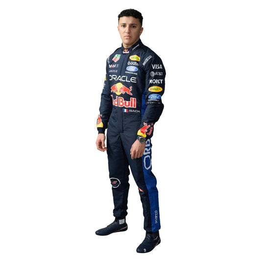 Isack Hadjar F1 Race Red Bull Grand Prix Suit Front View