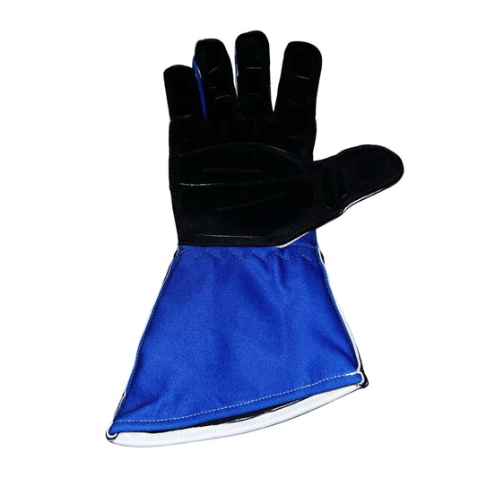 Black Isack Hadjar 2025 Race Gloves Replica F1 Racing Bulls with blue lining front view