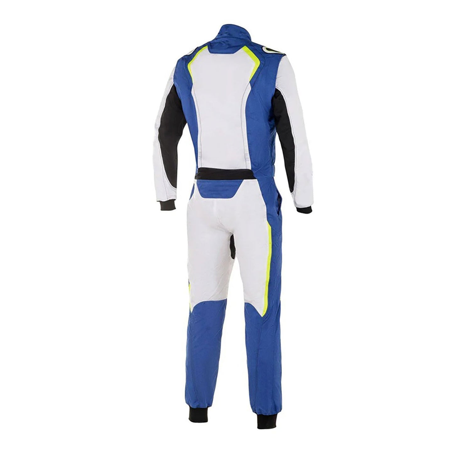 Karting Racing Driver - White, Royal Blue Track Suit Side View