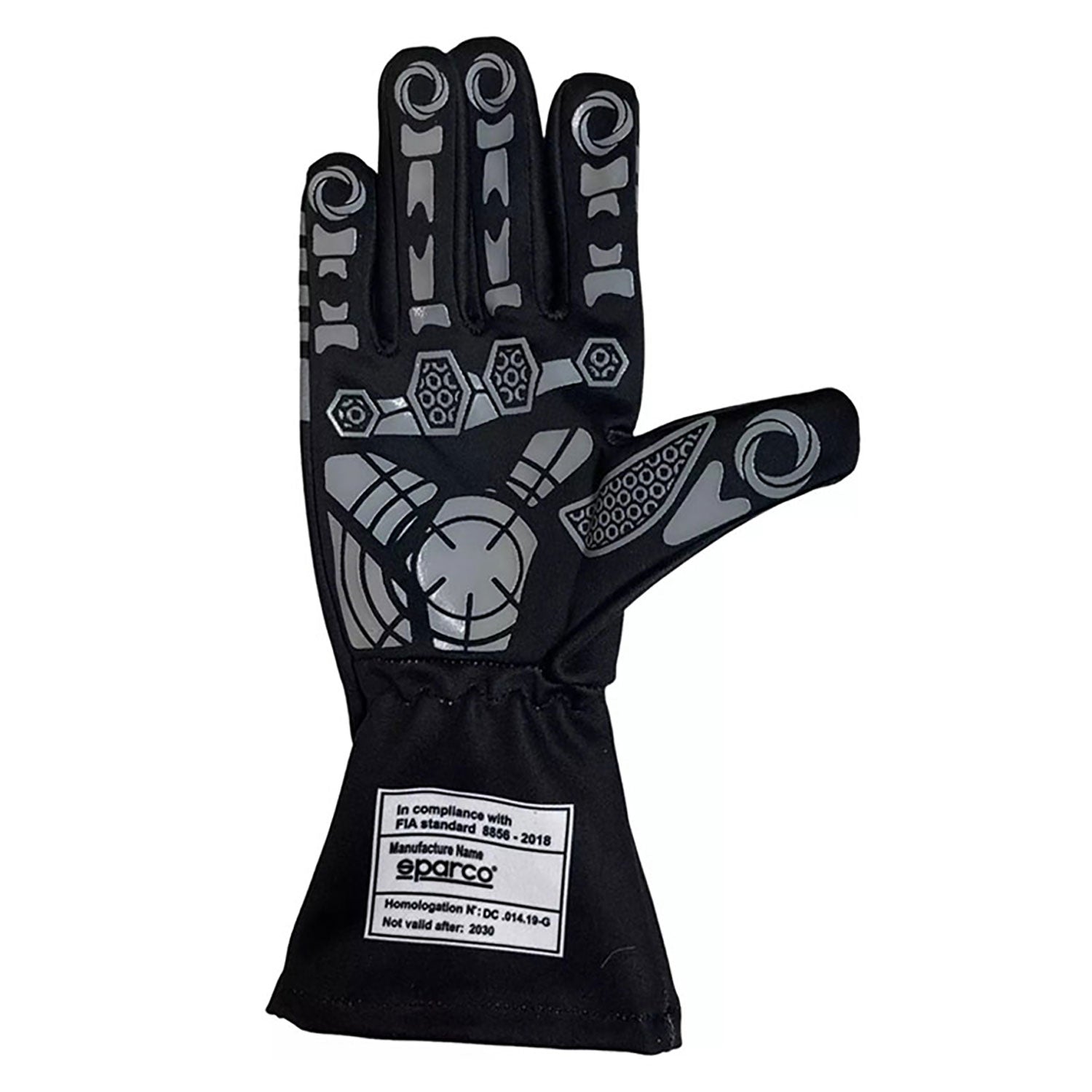 Black Lando Norris Race Gloves F1 shown side-on, highlighting the wrist strap and grip texture for grand prix use