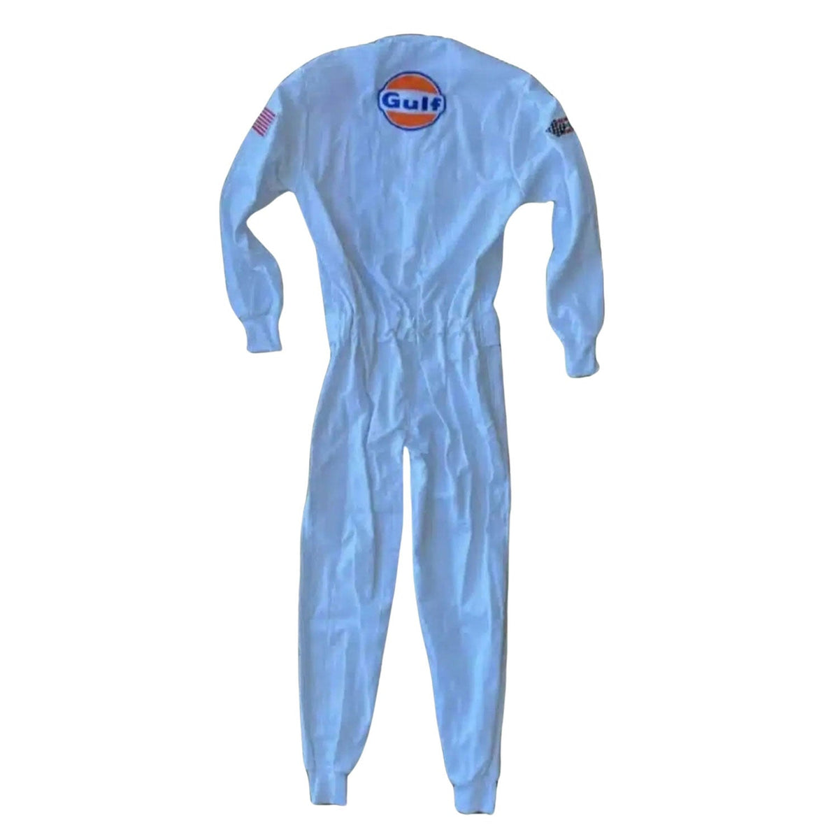 Light blue Michael Delaney 1971 F1 The LeMans Movie Race Costume PorscheGulf (Steve McQueen) with Gulf logo back view