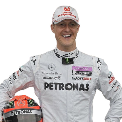 Michael Schumacher 2011 F1 Race Suit Mercedes with various sponsor logos Close up View