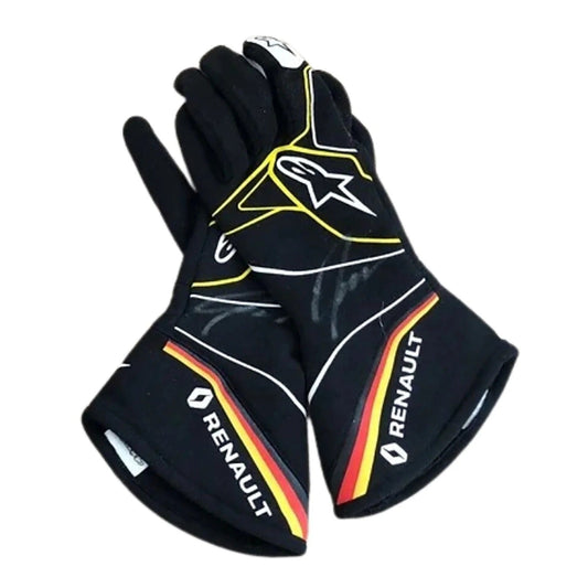 Black Nico Hülkenberg 2019 Race Gloves F1 Renault with Renault logo Back View