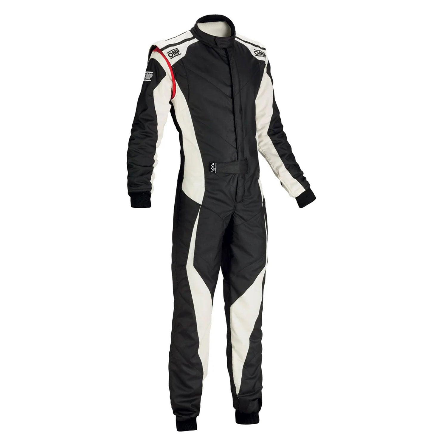 OMP Black White Tecnica Evo Racing Go-Kart Suit Front View