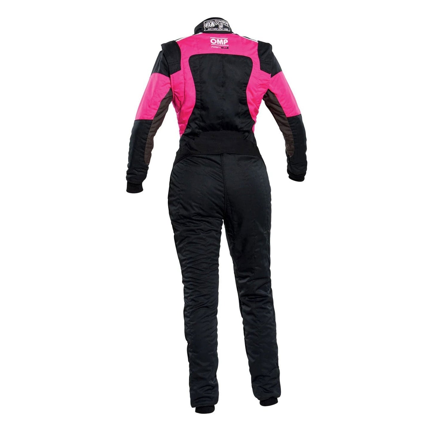 OMP FIRST ELLE Black/Pink Go Kart Racing Motorsport Suit Back View