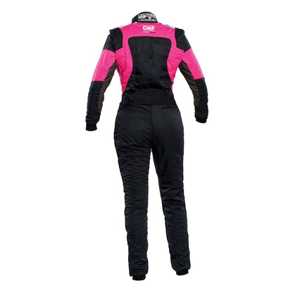 OMP FIRST ELLE Black/Pink Go Kart Racing Motorsport Suit Back View
