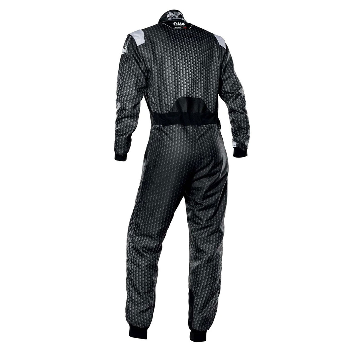 Back View of OMP KS-3 ART Go Kart Racing Suit - Black/White
