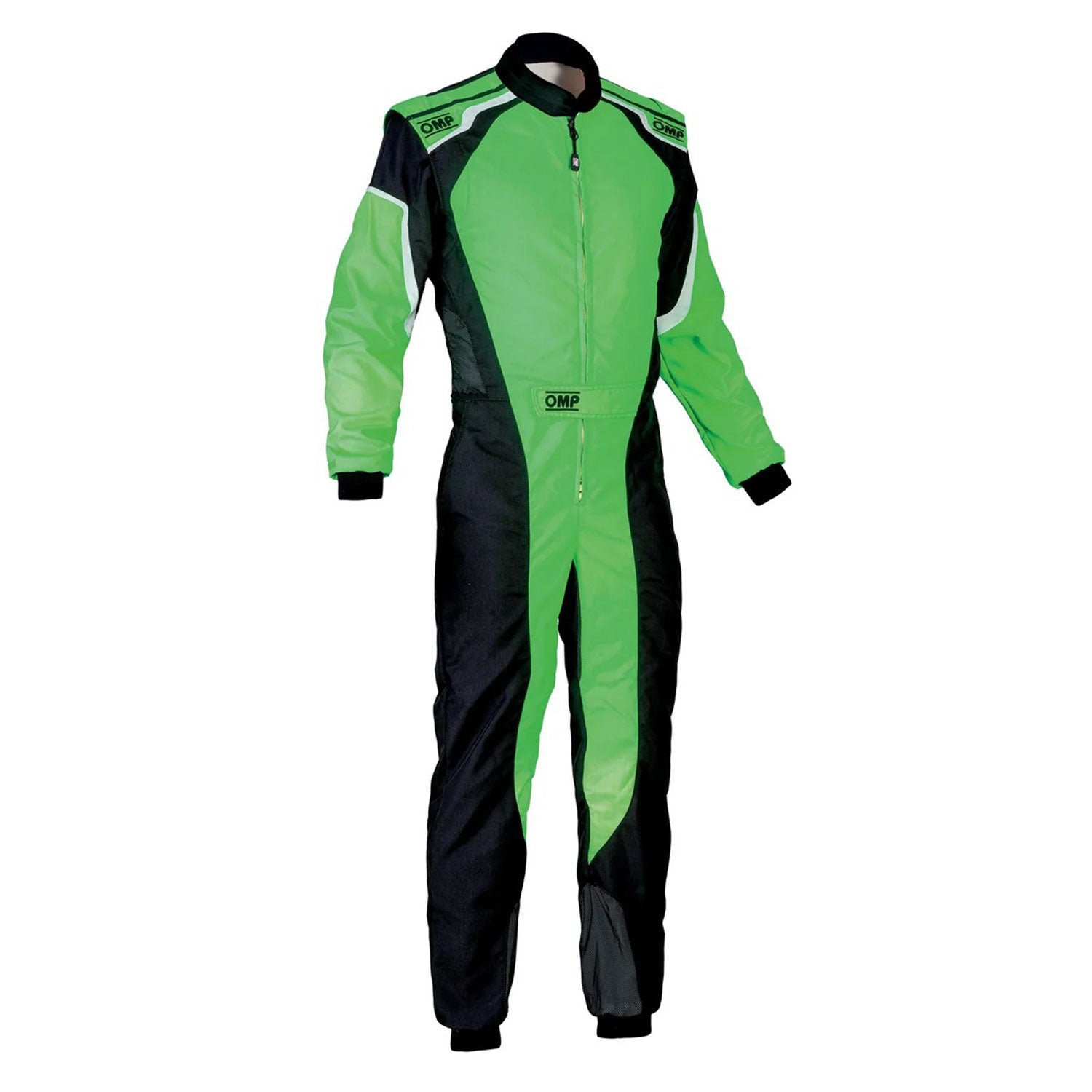OMP KS-3 FLUO Green Go Kart Racing Track Suit Front View