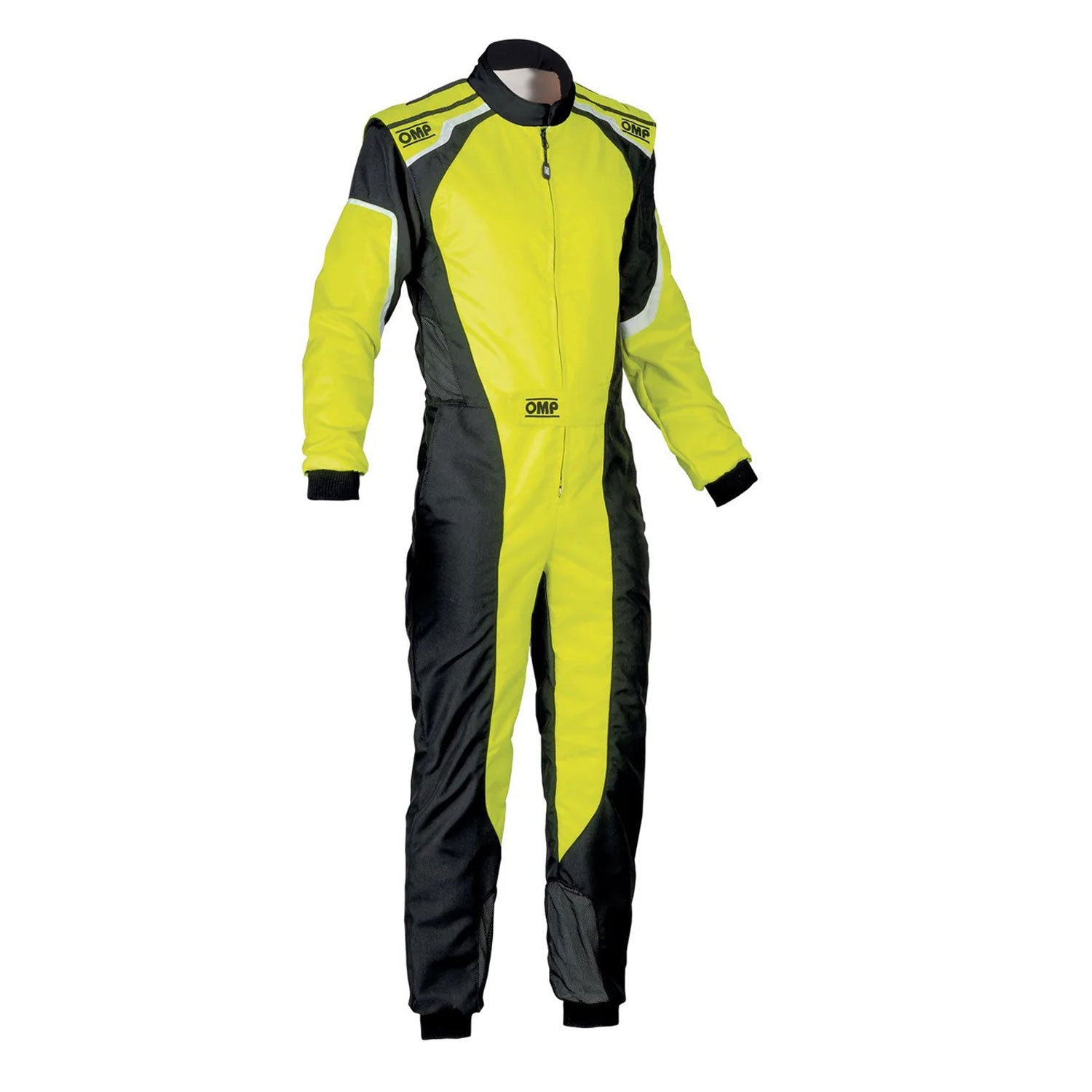OMP KS-3 FLUO Yellow Go Kart Racing Motorsport Suit Front View