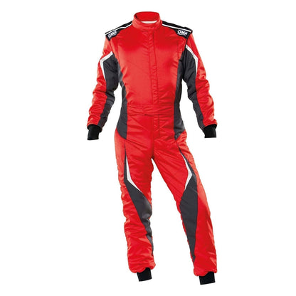 OMP Red Black Tecnica Evo Racing Karting Costume Front View